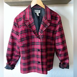 Pendleton|Plus size checkered blazer,100% silk•••Size 18